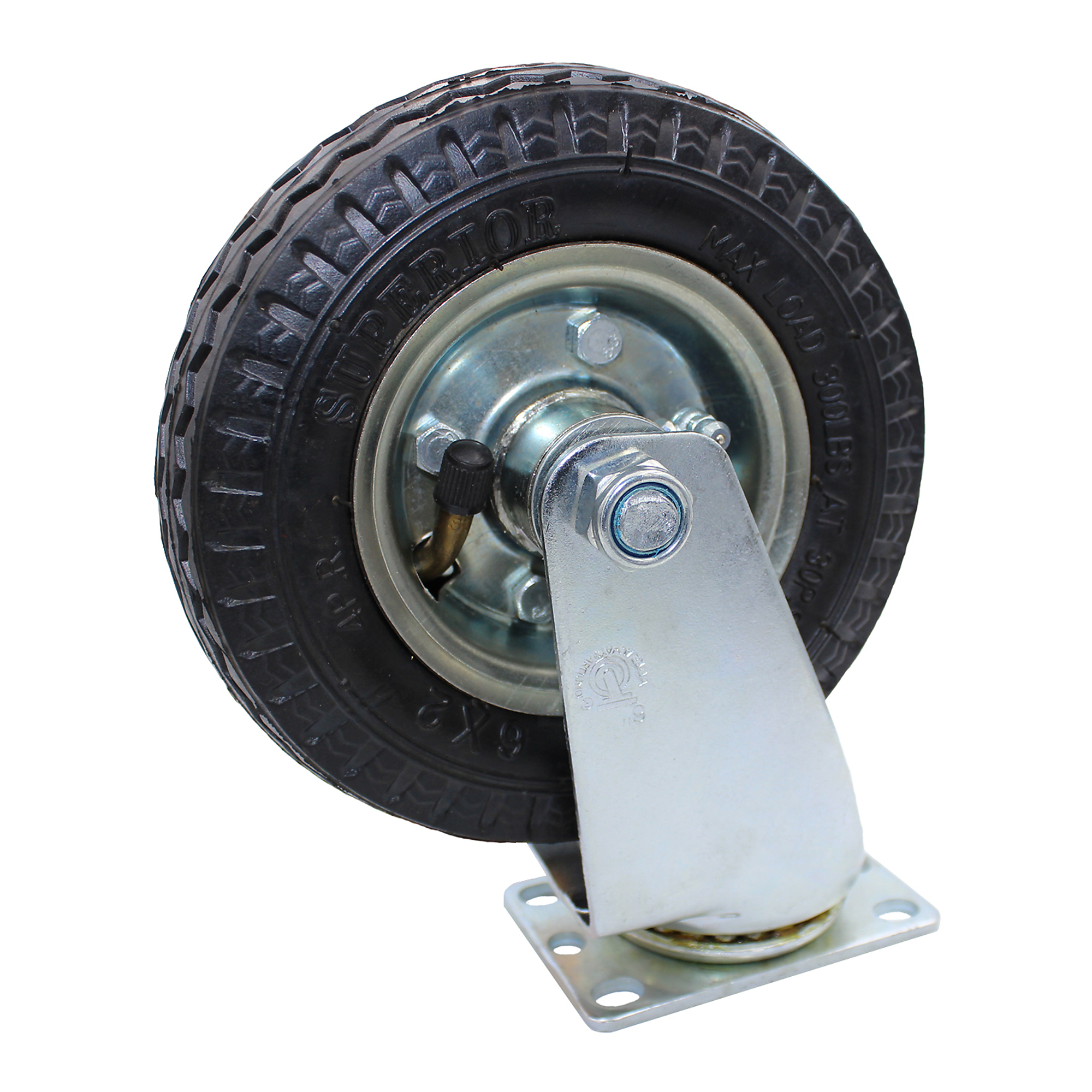 Snap-Loc Pneumatic Rubber Swivel Caster Wheel - 6in. Diameter, 300-Lb. Capacity, Model# SLAC6ARS